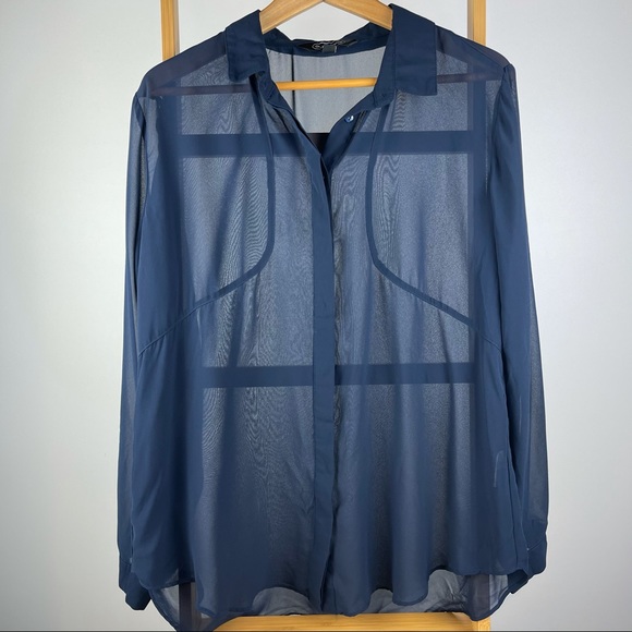 Glassons Tops - Glassons Gorgeous Navy Sheer Blouse - Size 14